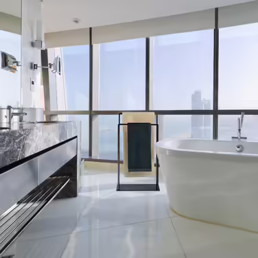 Relaxdays freestanding towel rack with 2 bars