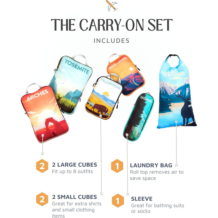 Набір кубиків для пакування TRIPPED Travel Gear: 6 шт., білий/зелений, для подорожей, з подвійним замком-блискавкою