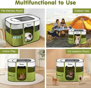 Pawaboo: Переносний вольєр для тварин, складаний вольєр для собак та котів, зелений, 90x70x60 см