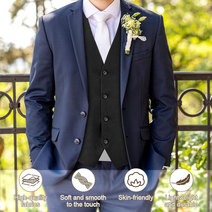 Чоловіча жилетка Casual, костюмна жилетка Regular з кишенями, V-подібний виріз, повноеколірна жилетка, вінтажний стиль, готичний дизайн, костюмний комплект для формальних заходів, весілля, вечірок, дружби, бізнесу.