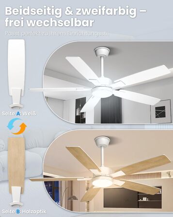 Стелянка-вентилятор Mefine з двома кольорами, обертаються крила, з підсвіткою, 132 см, з пультом керування, тиха лампа для вітальні, спальні, тераси, 5 крил