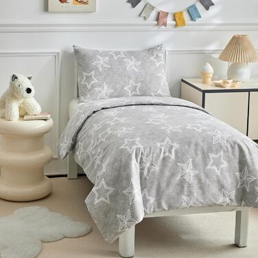 Комплект постільної білизни для дитячого ліжечка, зелений квітковий принт, 120 x 150 см. Підходить для ліжечок малюків та дівчаток. М'який двосторонній комплект з простирадлом та наволочкою.