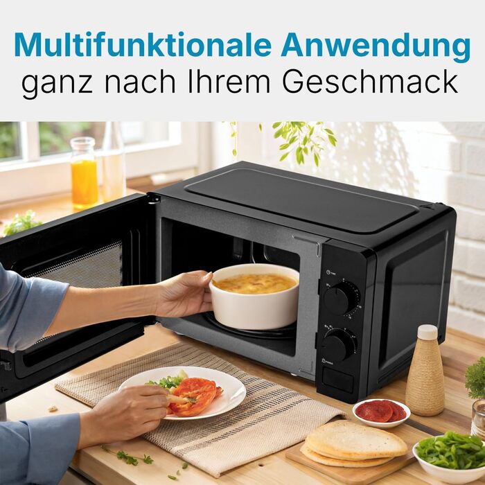 Мікрохвильова піч Bomann MW 6014 CB чорна, 700 Вт, 20 л, 6 рівнів потужності, поворотний піднос 360°