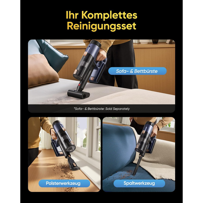 Бездротовий пилосос Vexilar V12 Akku: 50 хв роботи, 50 kPa, 450W, антизаплутування, легкий, безщітковий мотор, для твердих поверхонь, килимів, шерсті тварин, синій