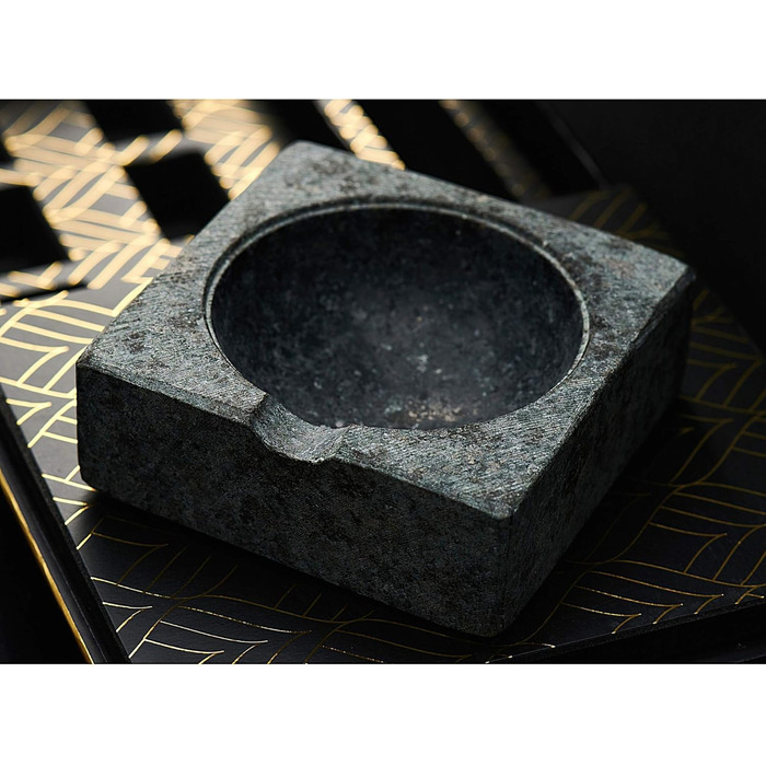 Набір для віскі та сигар з різьбленням: 6 преміум-гранітних каменів, різак для сигар, попільничка, подарункова коробка з золотою фольгою