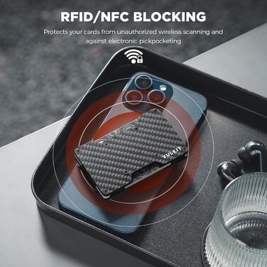 Крижма-картхолдер VULKIT для чоловіків з металевою кліпсою для грошей, Airtag, тонкий, RFID захист, гаманець, зелений (карбон)