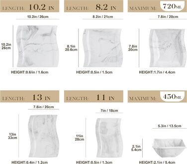 MALACASA Flora Marble Porcelain Dinnerware Set - 30 Piece Service with Coffee Cups, Saucers, Dessert Plates, Soup Plates & Dinner Plates (Gray)
