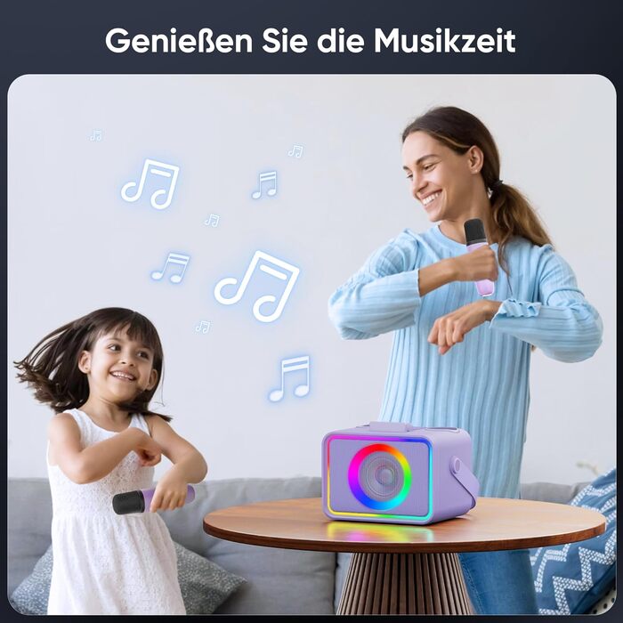 Караоке Машина з 2 Мікрофонами: Портативна Bluetooth Колонка для Караоке з Мікрофонами - Ідеальний Подарунок для Дорослів та Дітей