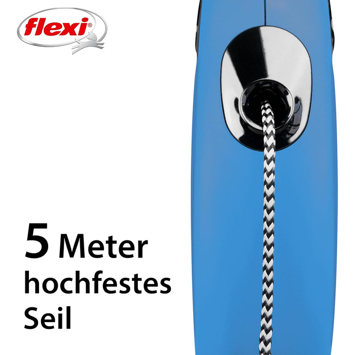 Рулетка для собак Flexi Classic S, 5 м, блакитна – до 12 кг
