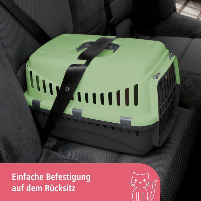 Kerbl Pet Transportbox Expedion: переноска для тварин 45x30x30 см, для котів, собак, кроликів до 10 кг, пластик, зелено-темно-сіра