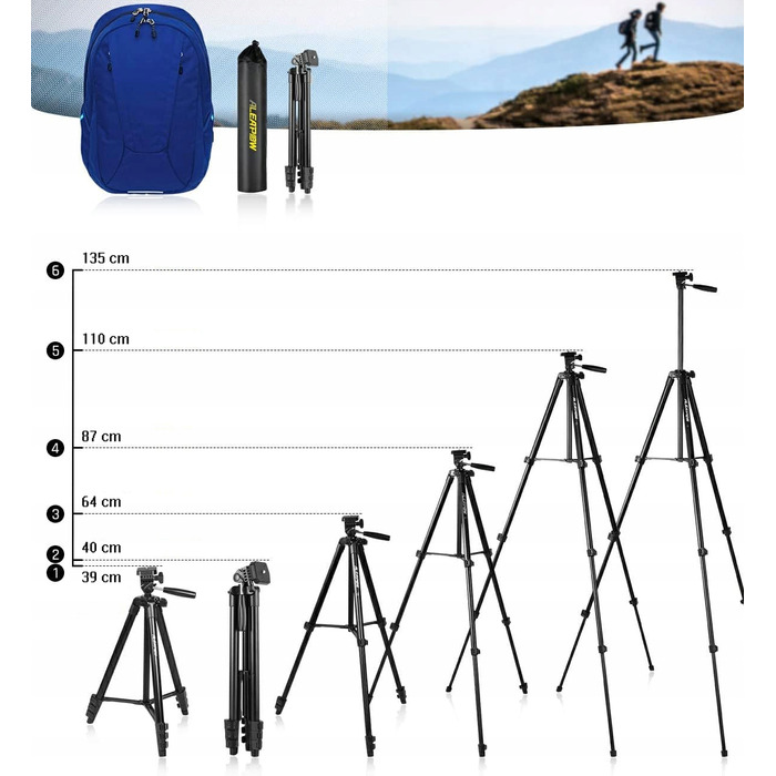 Штатив-трипод MLT01, 136 см, чорний