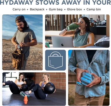 HYDAWAY | Collapsible Water Bottle with Spout Lid | Ultra-Packable and Travel-Friendly | Made of Food-Grade Silicone | 500 ml (Blue Ice)
