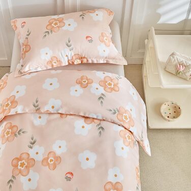 Дитяча постільна білизна для ліжечка, зелений квітковий принт, комплект для дівчинки, м'яка двостороння ковдра та наволочка, 120 x 150 см, зелений/квітковий