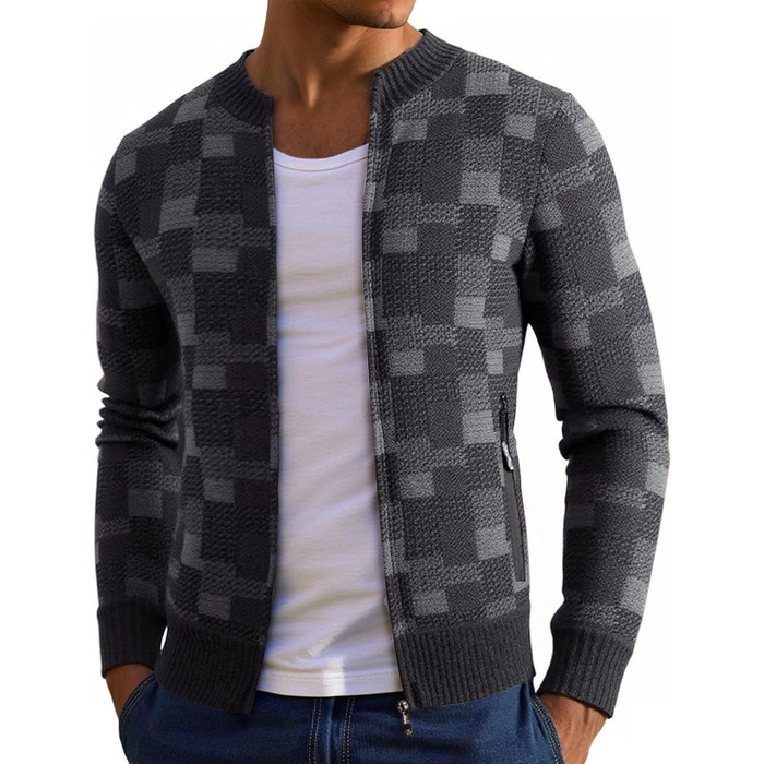 Чоловіча флісова куртка з кишенями, кардиган на блискавці, светр-куртка без капюшона, тепла зимова куртка, сірий колір