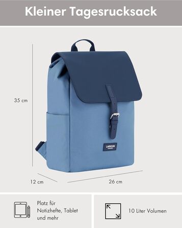 LARKSON Rucksack for Women Small - Ida - Small Women's Backpack for Leisure, University or City - With Laptop Compartment (up to 13 inches) - Elegant & Sustainable - Water-Repellent (Blue Multi)