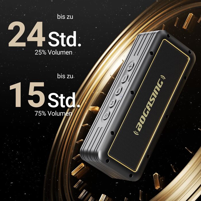 BOGASING G4 Bluetooth колонка 50W: Портативна водонепроникна колонка з глибоким басом, підтримкою TF-карти, AUX, Bluetooth 5.3, 24 години роботи