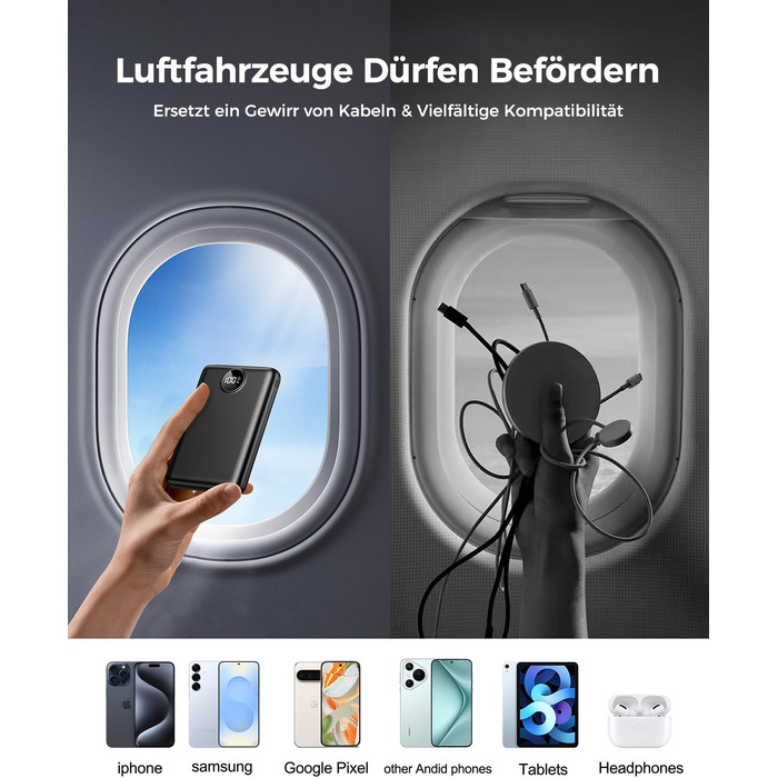 Портативний зарядний пристрій Power Bank 20000mAh з LED дисплеєм, USB-C, PD 3.0, QC 3.0, чорний