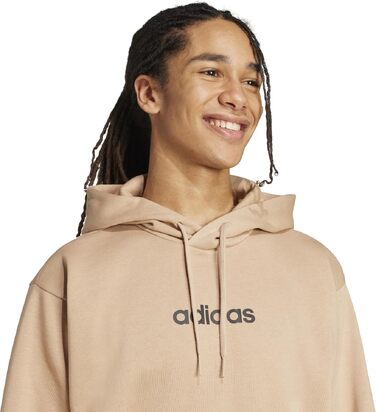 Чоловічий худі Adidas Essentials Linear Fleece з капюшоном, колір Warm Sandstone/Black, розмір S