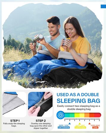 Sportneer Summer Sleeping Bag - Lightweight, Waterproof Camping Sleeping Bag for Backpacking, Hiking, Travel - 190x85cm