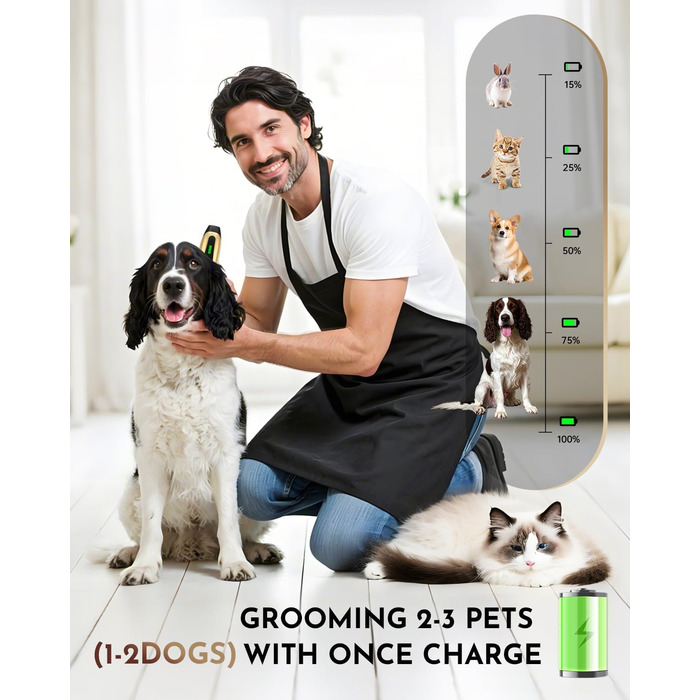 Професійна машинка для стрижки собак та котів Leise, електрична бездротова, 2 швидкості (Золота)