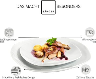 Набір сервірувальних тарілок Sänger Bilgola (2 шт.) – порцеляна, білий колір, 23 x 34 см. Підходять для м'яса, риби та закусок. PREMIUM COLLECTION. Можливе миття в посудомийній машині.