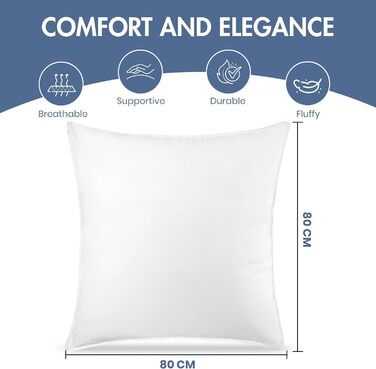 Utopia Bedding Pillow Set (2 Pack), 80 x 80 cm Sleeping Pillow, Breathable and Soft Pillow (White) 80x80 cm (2 Pack) White 2