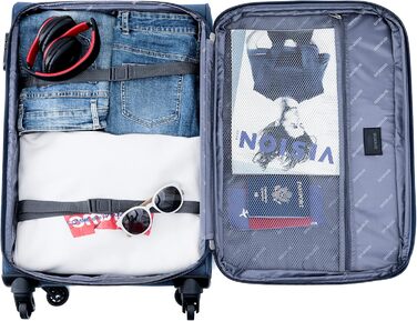 Чемодан BEIBYE з тканини, набір валіз-тележок, велика місткість, з замком, бірюзовий, L (64 см)