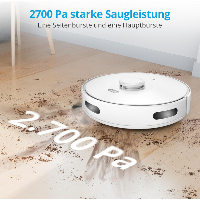 Робот-пилосос MEDION X10 SW з лазерною навігацією та функцією миття, 2700Pa, 2-в-1, створення карт, зони заборони, для кількох поверхів