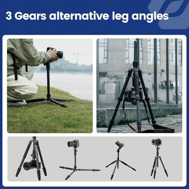 Карбоновий штатив для камери Fotopro 185,4 см, компактний дорожній трипід з кулягою, знімним моноподом, швидким роз'ємом та сумкою, витримує до 10 кг