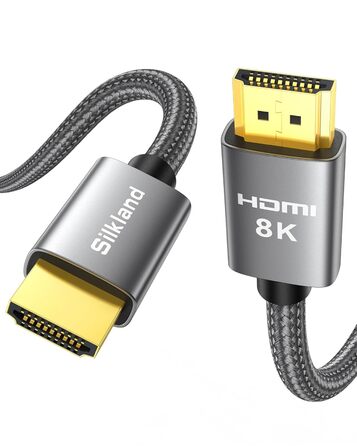 Кабель HDMI 8K Silkland 2.1 з підтримкою eARC - Сертифікований для PS5, Fire TV, HDTV, Laptop (10 метрів)