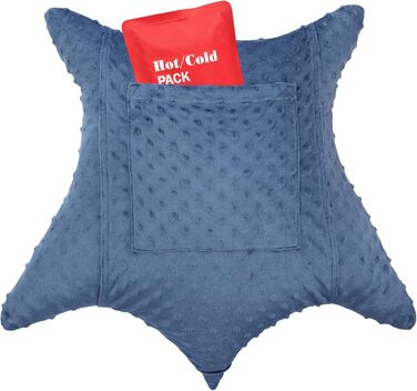 BNRendles Star-Shaped Hysterectomy Pillow for Abdominal Surgery with 2 Pockets, Hysterectomy Pillow, a Must-Have for Recovery, Post-Operation Gift, Abdominal Support Pillow, Minky Dot Denim Blue