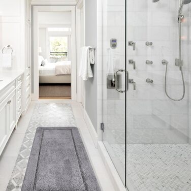 Набір килимків для ванної кімнати SOANNY (2 шт.), мікрофібра, антиковзаючі, швидковисихаючі, сірий. Розміри: 53x86 см та 50x50 см