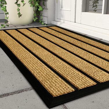 Килимок примічний та вуличний Qingbei Rina протибрудний, нековзкий килим для входу, дверей та саду, коричневий у смужку, 40 x 70 см