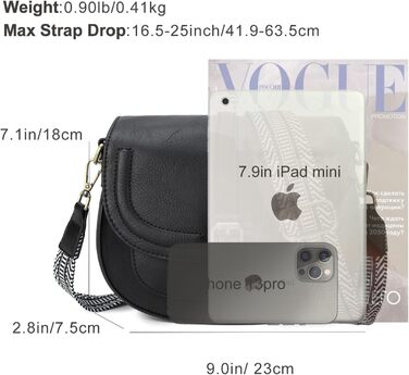 Сумка жіноча AFKOMST через плече, чорна, зі шкірозамінника PU, з регульованим знімним ремінцем