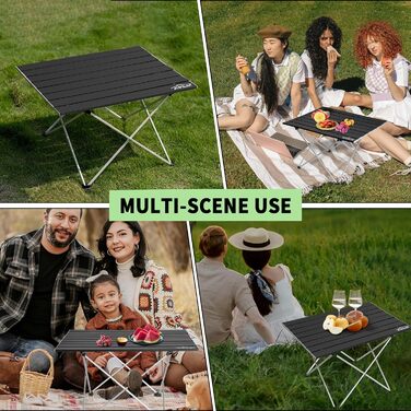 Складний кемпінговий стіл алюмінієвий портативний для пікніка та пляжу, чорний (S)