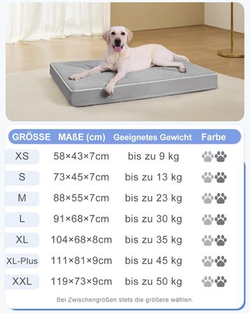Ортопедичне ліжко для собак KSIIA, великі породи, 104x68x8 см, сіре, знімний наматрац, легко миється