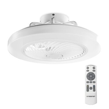 Стельовий вентилятор Noaton Triton 12050B з LED підсвіткою, димування, 3 режими світла, пульт, таймер, 50 см, білий