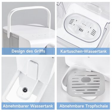 Hot water dispenser, instant water dispenser, filtered and heated water dispenser. Includes 3 filter cartridges. Filters water to reduce limescale, chlorine, lead, and copper in tap water.