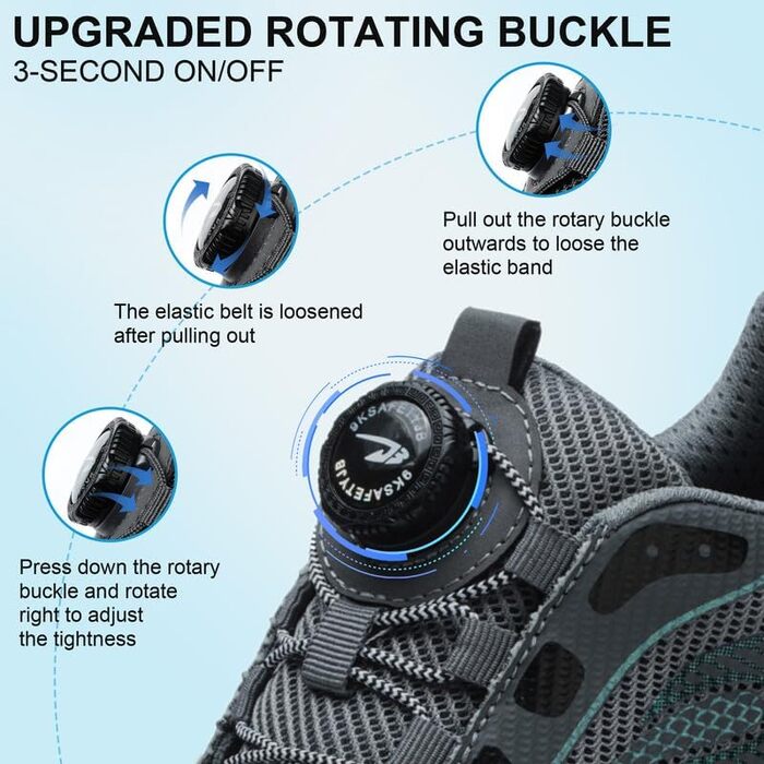 Черевики безпеки унісекс для чоловіків та жінок. Спортивні робочі черевики з металевим капами. Дихаючі, легкі, розміри 38-46 EU, сірий колір.