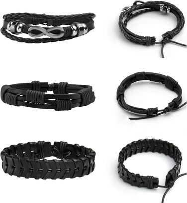 Чоловічий плетений браслет з екошкіри Milakoo, набір браслетів та манжет для жінок та чоловіків