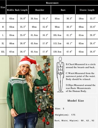 Жіночий святковий кардиган Sykooria з блискавкою та стоячим коміром. Теплий в'язаний светр з довгими рукавами для святкування Різдва. Розмір XL, колір Зелений B