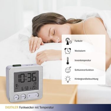 Цифровий радіоприймач-годинник TFA Dostmann 60.2545, білий/сріблястий