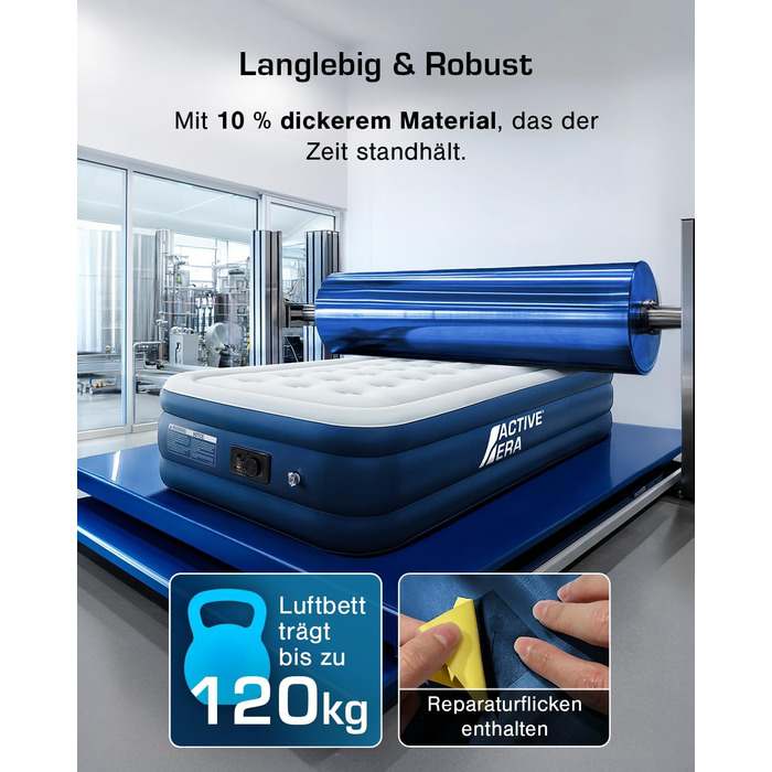 Активна Ера Преміум Надувний Матрац для Сну 1 Особа з Електричною Помпою та Вбудованим Подушкою, 99x188x36.5 см - для кемпінгу та гостей