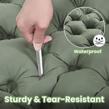 ROPODA Self-Inflating Camping Mat with Pillow & Foot Pump - Ultralight Waterproof Sleeping Pad for Outdoor, Camping, Hiking (Green & Gray)