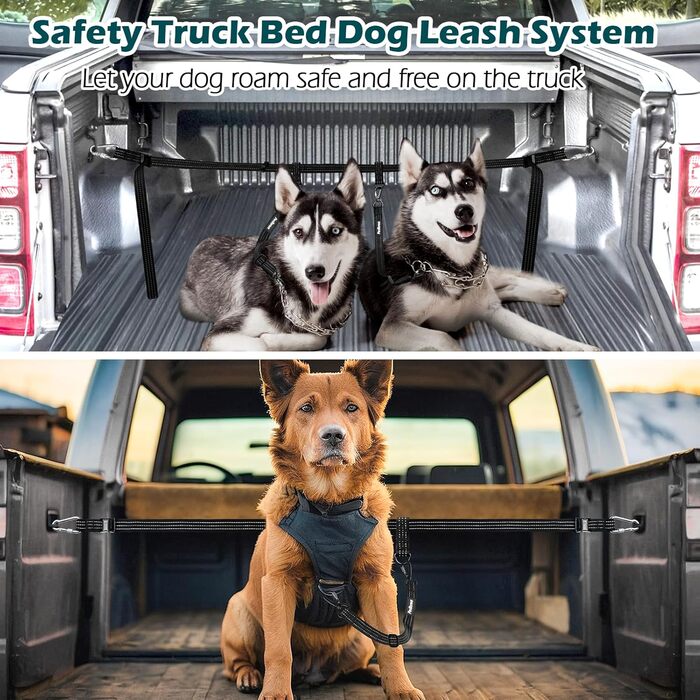 Pickup Truck Dog Safety Harness with Seat Belt - Adjustable Dog Restraint for 1 Dog - SUV, Truck Compatible