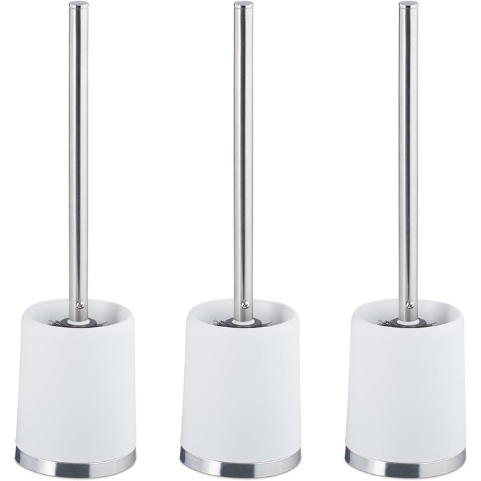 Набір з 3 туалетних щіток Relaxdays з тримачем, знімний наконечник, Ø 7 см, білий