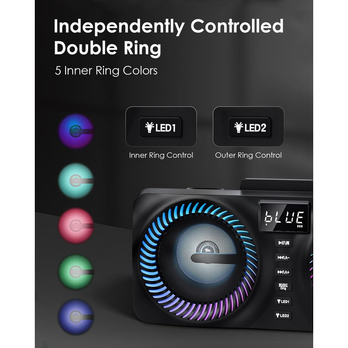 Караоке система All-in-One з Bluetooth, 2 мікрофонами та акустикою 30W, PA система для вечірок (Чорний)