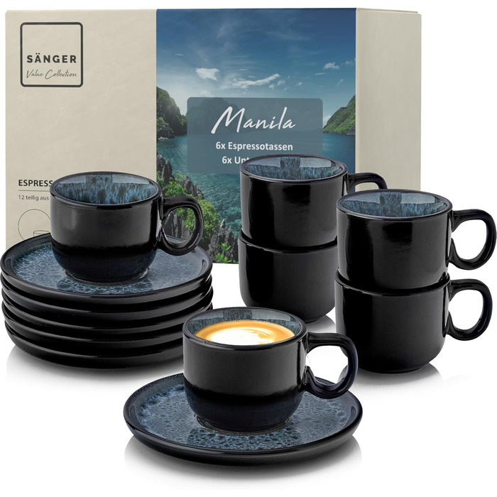 Набір чашок для кави та чаю Sänger VALUE COLLECTION (12 шт.) 430 мл, 12 чашок, кераміка, сірий, для кави, чаю, мікрохвильова піч, посудомийна машина