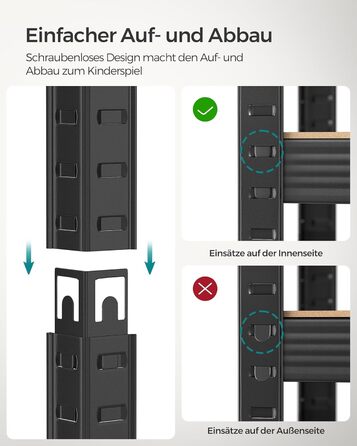 SONGMICS Industrial 5-Tier Shelf Unit - Greige & Black (50x100x200 cm)