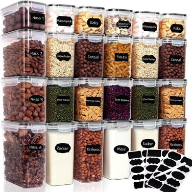 Набори контейнерів для зберігання Caliyo з кришкою, 24 шт. - герметичні контейнери для продуктів, кухонні бокси-органайзери, BPA Free